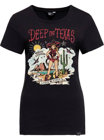 Queen Kerosin Shirt "Print T-Shirt Deep in Texas" in Schwarz