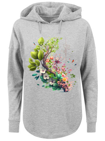 F4NT4STIC Oversized Hoodie Baum mit Blumen Oversize Hoodie in grau