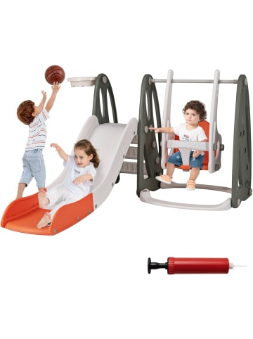 COSTWAY Kinderschaukel mit Rutsche klappbar in Orange