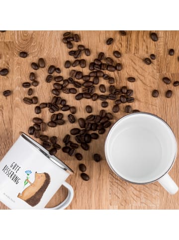 Mr. & Mrs. Panda Camping Tasse Igel Blumen mit Spruch in Weiß