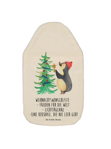 Mr. & Mrs. Panda Wärmflasche Pinguin Weihnachtsbaum mit Spruch in Weiß