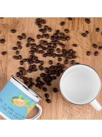 Mr. & Mrs. Panda Emaille Becher 30. Hochzeitstag Perlenhochzeit ... in Sky Blue