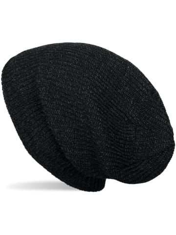 styleBREAKER Feinstrick Beanie Mütze in Schwarz-Grau