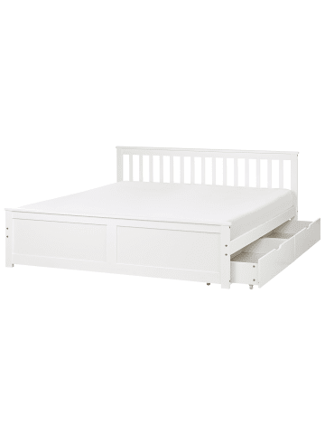 Beliani 3-tlg Doppelbett OLENDON in Weiß