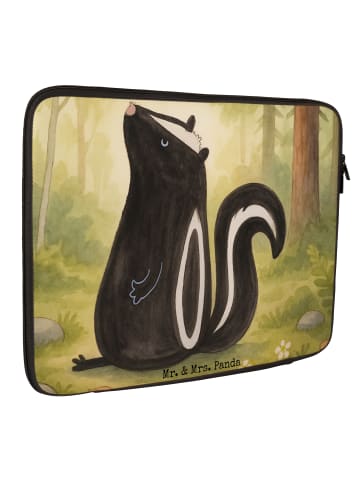 Mr. & Mrs. Panda Notebooktasche Stinktier Sitzen Design ohne Spruch in Weiß