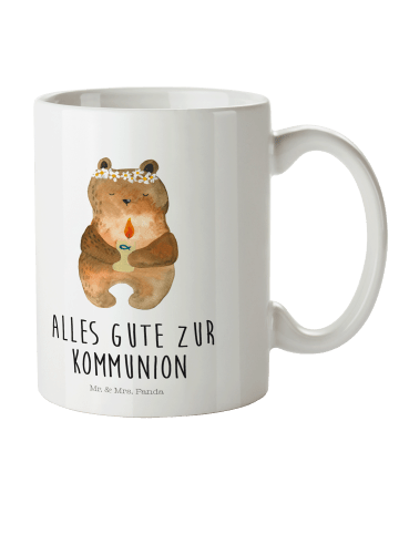 Mr. & Mrs. Panda Kindertasse Bär Kommunion mit Spruch in Weiß