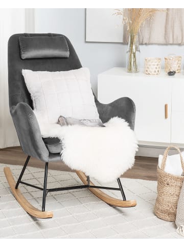 Beliani Schaukelsessel ARRIE in Grau/Schwarz/Braun - (W) 48 x (H) 116 x (L) 92 cm