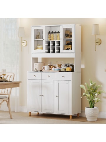 HOMCOM Küchenschrank-100L x 40B x 180H cm-Weiß