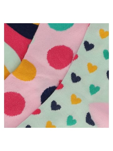 Yuhu Damen Socken 3er Pack Herzen Streifen Punkte in Pink