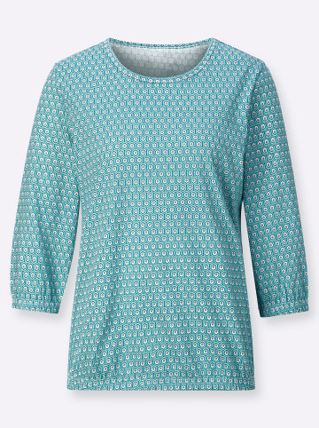Sieh an! 3/4-Arm-Shirt in mint-petrol-bedruckt