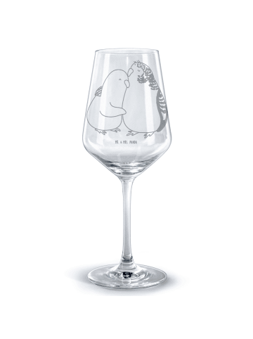 Mr. & Mrs. Panda Rotwein Glas Wellensittich Liebe ohne Spruch in Transparent