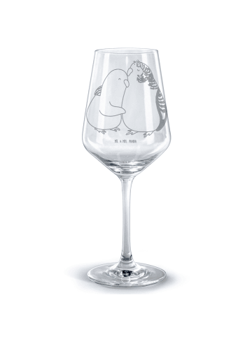 Mr. & Mrs. Panda Rotweinglas Wellensittich Liebe ohne Spruch in Transparent