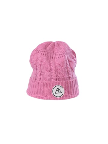 CASH-MERE.CH Zopfmuster Mütze in Nelkenrot