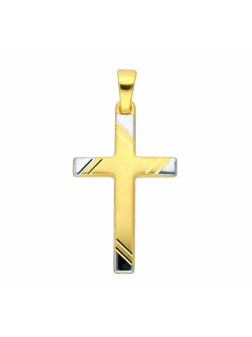 Adeliás Damen & Herren 585 Gold Kreuz Anhänger in gold