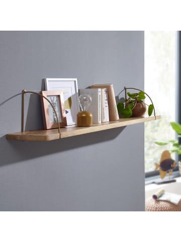 KADIMA DESIGN Wandregal: Industrie-Stil, Mango Massivholz/Eisen, 100x25x22 cm