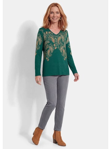 GOLDNER Glitzershirt mit Paisley-Druck in dunkelgrün / gemustert