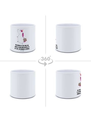 Mr. & Mrs. Panda Blumenkübel Einhorn Koffer mit Spruch in Weiß