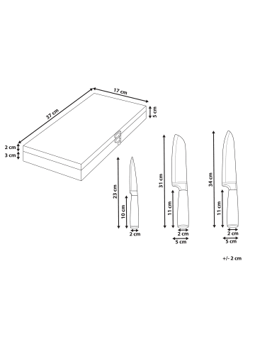 Beliani 4-tlg Küchenmesser-Set KASHIWA in Schwarz