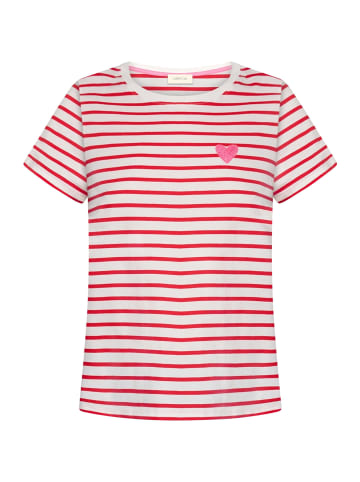 CARTOON Kurzarm-Shirt mit Rundhalsausschnitt in Cream/Red