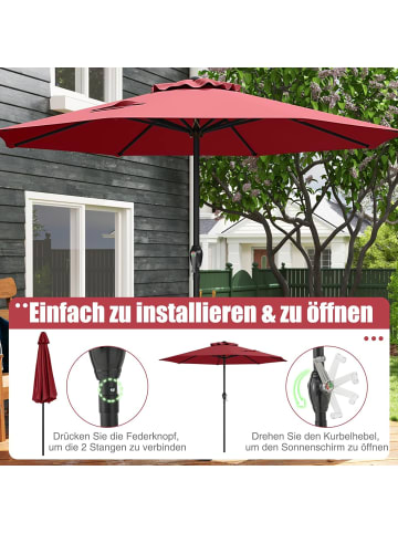 COSTWAY Sonnenschirm 250 cm in Rot