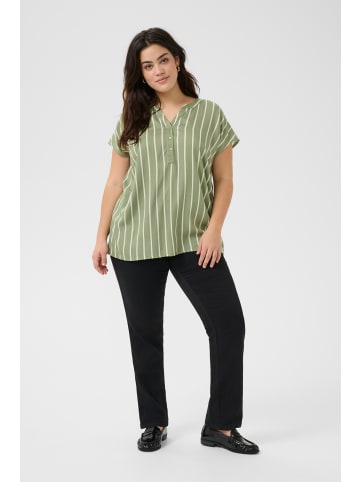 KAFFE curve Ärmellose Bluse KCsida in Oil Green/ Moonstruck Stripe