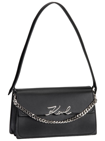 Karl Lagerfeld Handtasche K/Signature Medium Flap Shb in Black-Nickel