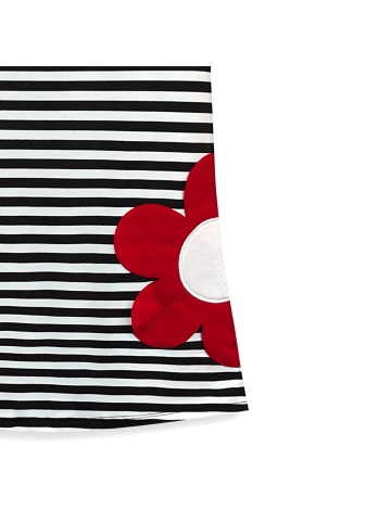 Denokids Kurzarmkleid 3D Flower Black & White Striped in multicolor
