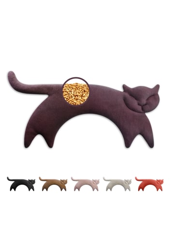 Leschi Wärmekissen 100 % Bio-Baumwolle, Körnerkissen "Katze Clara" in lila