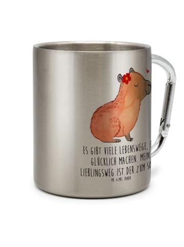 Mr. & Mrs. Panda Tasse Capybara Blume mit Spruch in Silber