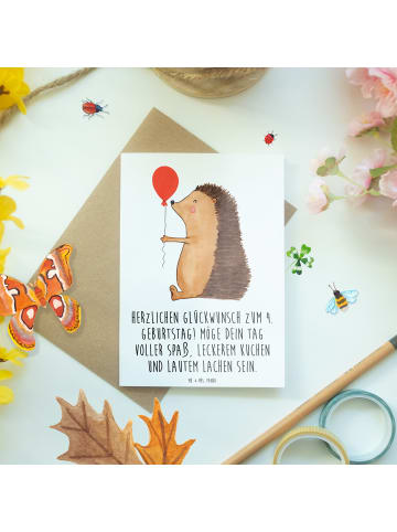 Mr. & Mrs. Panda Klappkarte 4. Geburtstag mit Spruch in Weiß