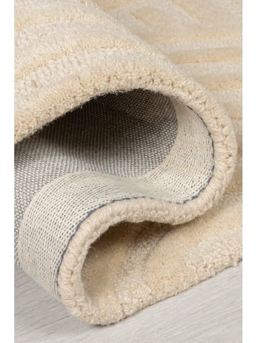 KADIMA DESIGN Handgetufteter Wollteppich in Pastellfarben in Beige
