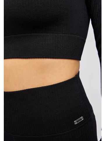 SNOCKS Geripptes Sportshirt langarm Damen 1 Stück in Schwarz