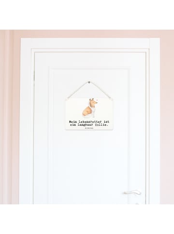 Mr. & Mrs. Panda Schild Langhaar Collie Lebensretter mit Spruch in Weiß