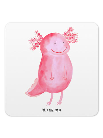 Mr. & Mrs. Panda Glasuntersetzer Axolotl Glücklich ohne Spruch in Weiß