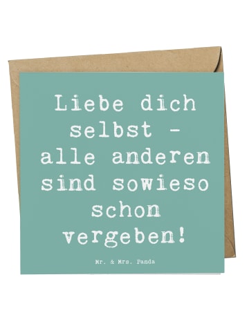 Mr. & Mrs. Panda Klappkarte Spruch Selbstakzeptanz Liebe mit Spruch in Meeresbrise