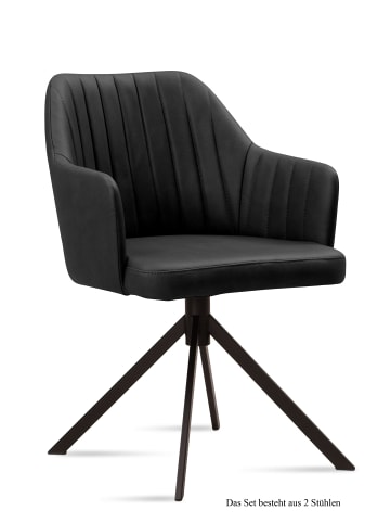 58 aufm Kessel ARMLEHNSTUHL (2er-Set) Durva 58x81x60 Schwarz/Anthrazit