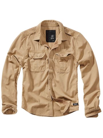 Brandit Hemd "Vintage Shirt Long Sleeve" in Beige