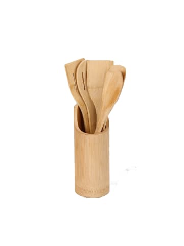 Cheffinger 6-teiliges Bambus-Küchenhelfer-Set mit Ständer Nachhaltig & Praktisch in Holz