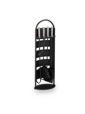 relaxdays 5-tlg. Kaminbesteck-Set in Schwarz/ Silber