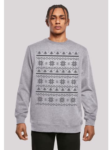 F4NT4STIC Sweatshirt Scandinavian Muster Weihnachten in grau meliert