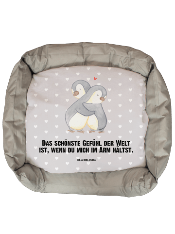 Mr. & Mrs. Panda Hundebett Pinguine Kuscheln mit Spruch in Grau Pastell