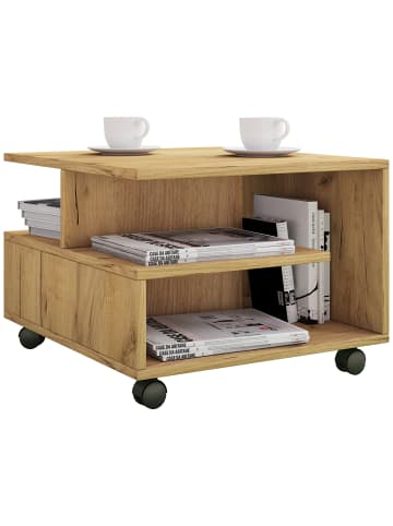 VCM  Holz Sofatisch Couchtisch Rollen rollbar Stango S in Honig-Eiche