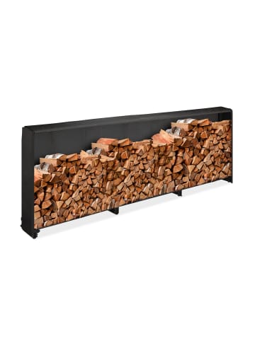 relaxdays Kaminholzregal in Schwarz - (B)322 x (H)110 x (T)29 cm