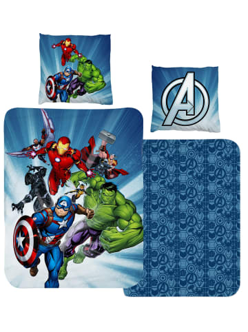 MARVEL COMICS Jungen Bettwäsche-Set Flanell "Marvel's Avengers" in Blau