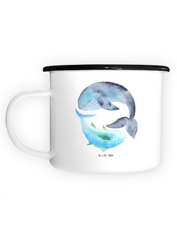 Mr. & Mrs. Panda XL Emaille Tasse Walfisch Thunfisch ohne Spruch in Weiß