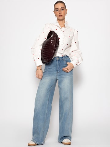 SASSYCLASSY Baumwoll Bluse mit Rüschen in Offwhite