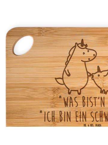 Mr. & Mrs. Panda Frühstücksbrettchen Einhorn Schwein mit Spruch in Braun