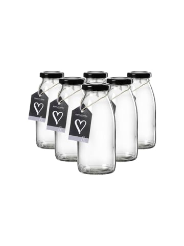 6er Set Milchflaschen Mara in Transparent 250 ml
