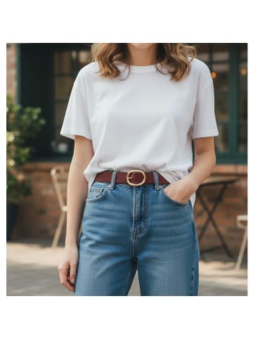 FRONHOFER Damengürtel goldene Schnalle in Dunkelbraun