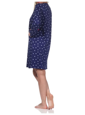 NORMANN langarm Nachthemd Bündchen Kuschel interlock gepunktet - 76418 in Grau